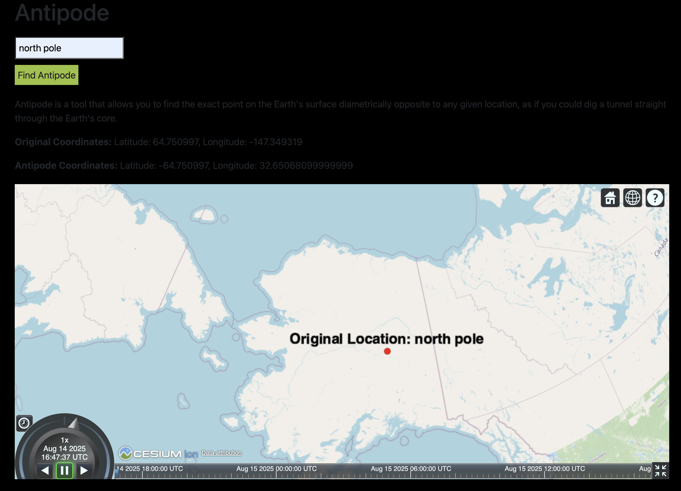 Antipode interactive mapping screenshot