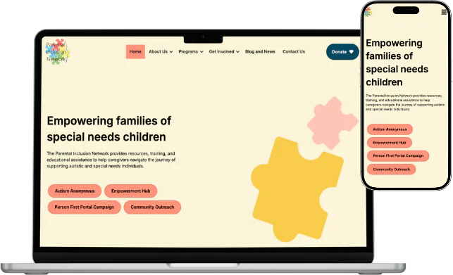 Responsive Parental Inclusion Network mockup