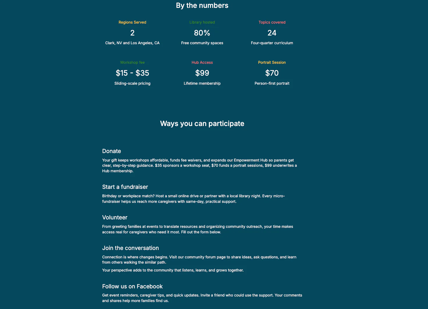Parental Inclusion Network stats and ways to participate screenshot