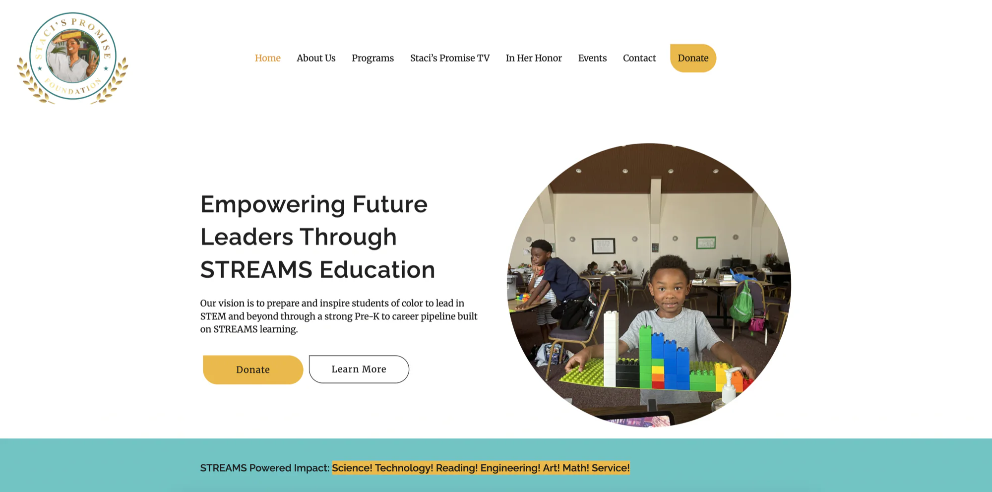 Staci's Promise homepage screenshot