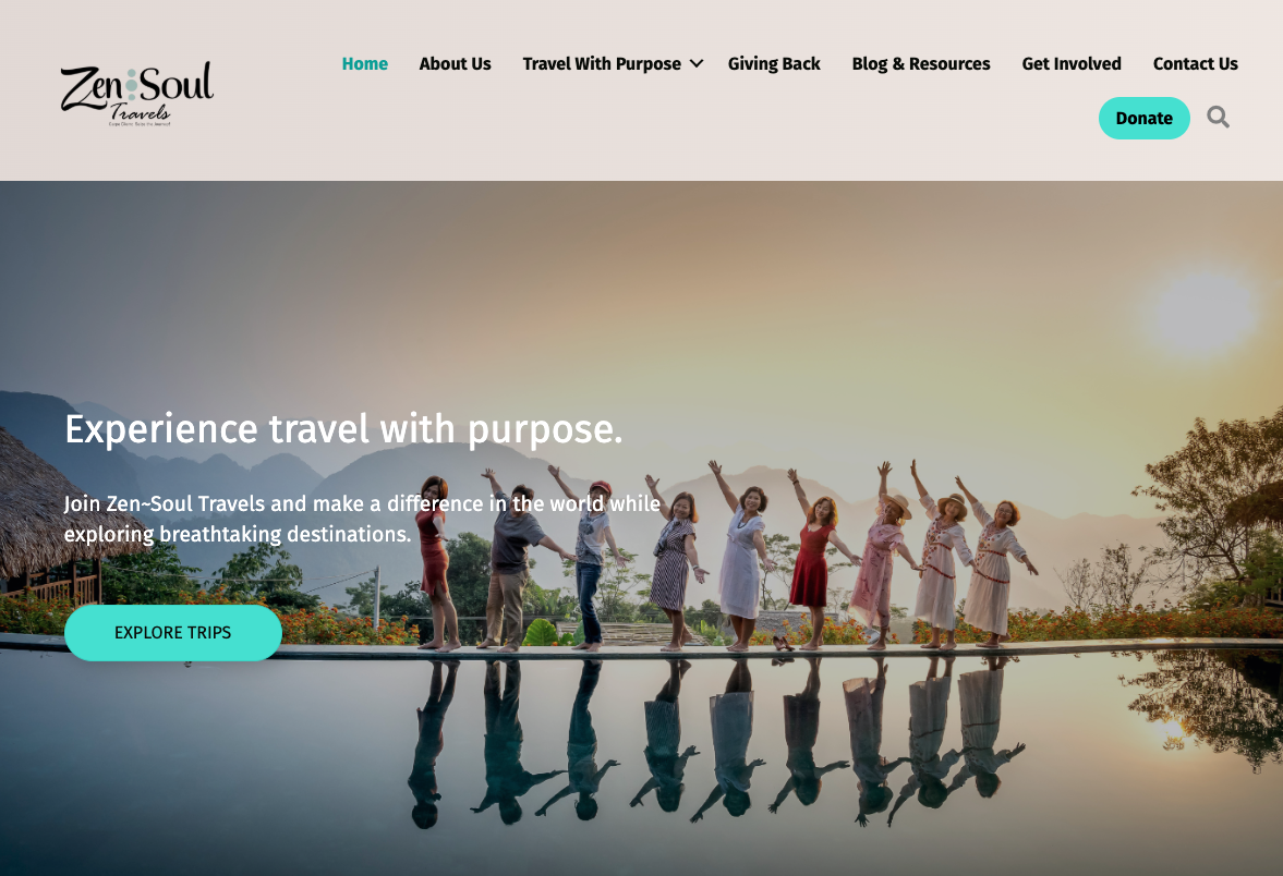 Zen~Soul Travels landing page screenshot